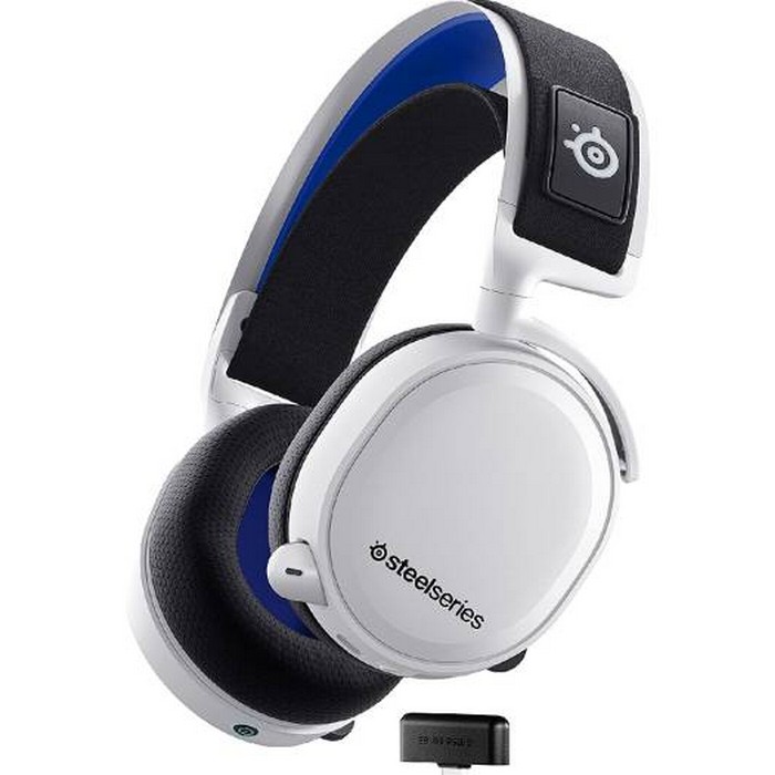 SteelSeries Arctis 7P+ Wireless Gaming Headset, Lossless 2.4 GHz, 30 Hour Battery Life, USB-C Charging, 7.1 Surround, For PC / PS5 / PS4 / Mac / Android, White