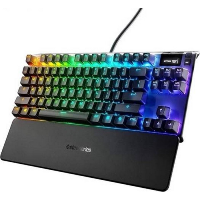 Steelseries Apex Pro TKL Mechanical Gaming Keyboard, World’s Fastest Mechanical Switches, OLED Smart Display, Compact Form Factor, RGB Backlit - Black