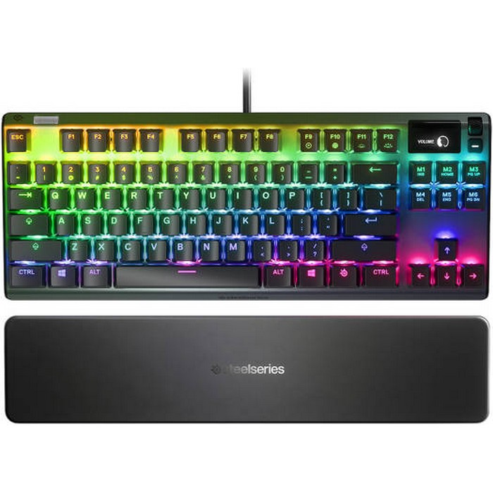 Steelseries Apex Pro TKL Mechanical Gaming Keyboard, World’s Fastest Mechanical Switches, OLED Smart Display, Compact Form Factor, RGB Backlit - Black