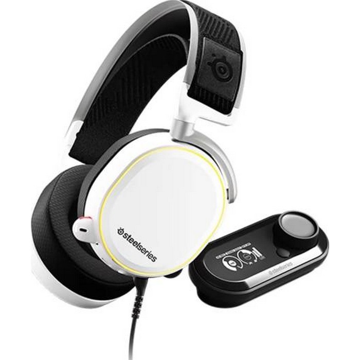 SteelSeries Arctis Pro + GameDAC Gaming Headset With Noise Cancellation Microphone - Certified Hi-Res Audio System for PS4 and PC (White)