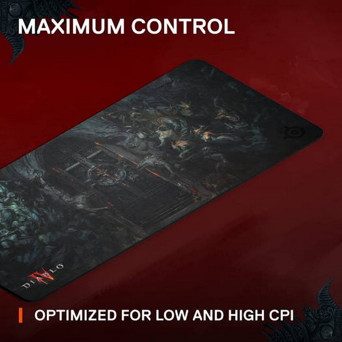 SteelSeries QcK Diablo IV Edition Gaming Mousepad, XXL Thick Cloth, Sized to Cover Desks, Optimized for Gaming Sensors, Durable and Washable