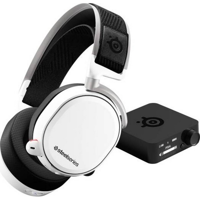 SteelSeries - Arctis Pro Wireless DTS Headphone:X v2.0 Surround Sound Gaming Headset for PS4 and PC (White)