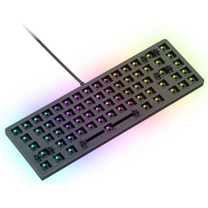 Glorious GMMK 2 Barebone Mechanical Gaming Keyboard, Compact 65%, 5 Pin Hot-Swapping, Aluminum Top Frame, Per-key & Side Diffused RGB Lighting, ANSI Layout, USB-C 2.0, Black