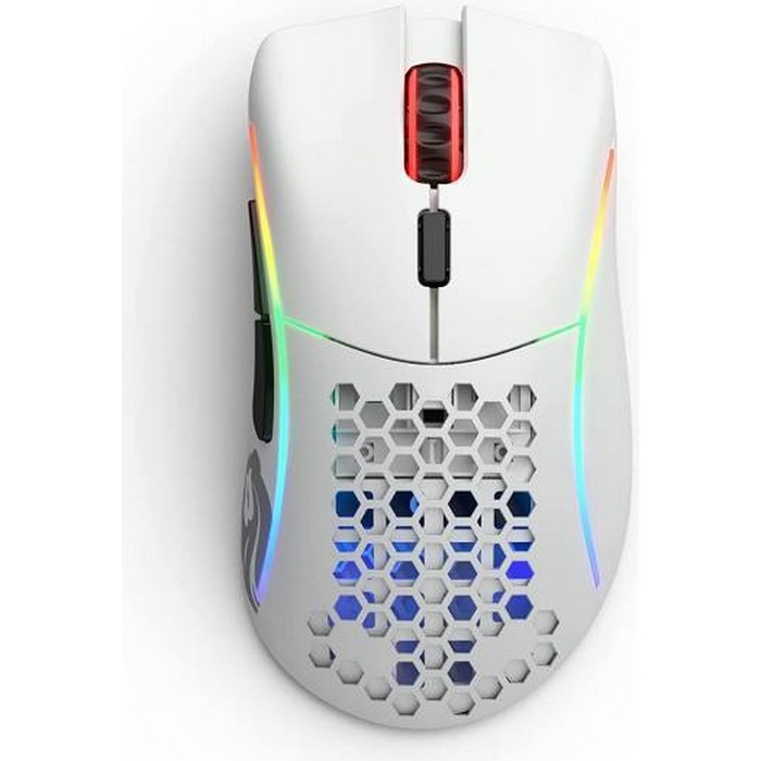 Glorious Model D Wireless RGB Optical Wireless Gaming Mouse, 2.4GHz, Ergonomic, 19k DPI Optical Sensor, 6 Programmable Buttons, BAMF, Matte White