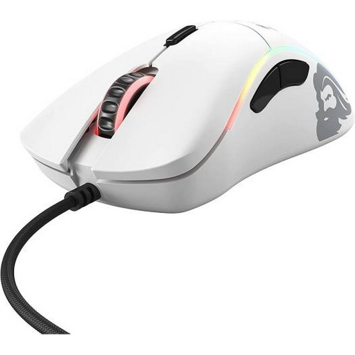 Glorious Model D Wired Gaming Mouse, 6-Step 12,000 DPI Sensitivity, HoneyComb Shell, Glide smoothly with G-Skates Feet, Flexible Cable, Glossy White