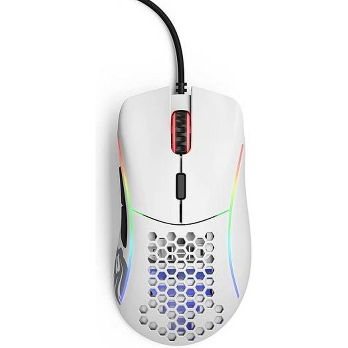 Glorious Model D Wired Gaming Mouse, 6-Step 12,000 DPI Sensitivity, HoneyComb Shell, Glide smoothly with G-Skates Feet, Flexible Cable, Glossy White