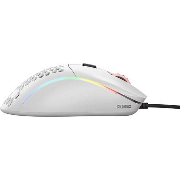 Glorious Model D Wired Gaming Mouse, 6-Step 12,000 DPI Sensitivity, HoneyComb Shell, Glide smoothly with G-Skates Feet, Flexible Cable, Glossy White