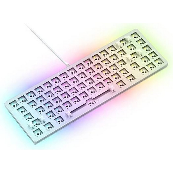 Glorious GMMK 2 Barebone Mechanical Gaming Keyboard, Compact 65%, 5 Pin Hot-Swapping, Aluminum Top Frame, Per-key & Side Diffused RGB Lighting, ANSI Layout, USB-C 2.0, White | GLO-GMMK2-65-RGB-W