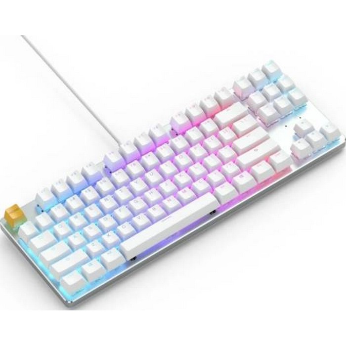 Glorious GMMK White Ice Edition TKL RGB Modular Mechanical Gaming Keyboard w/ Gateron Brown Switches White