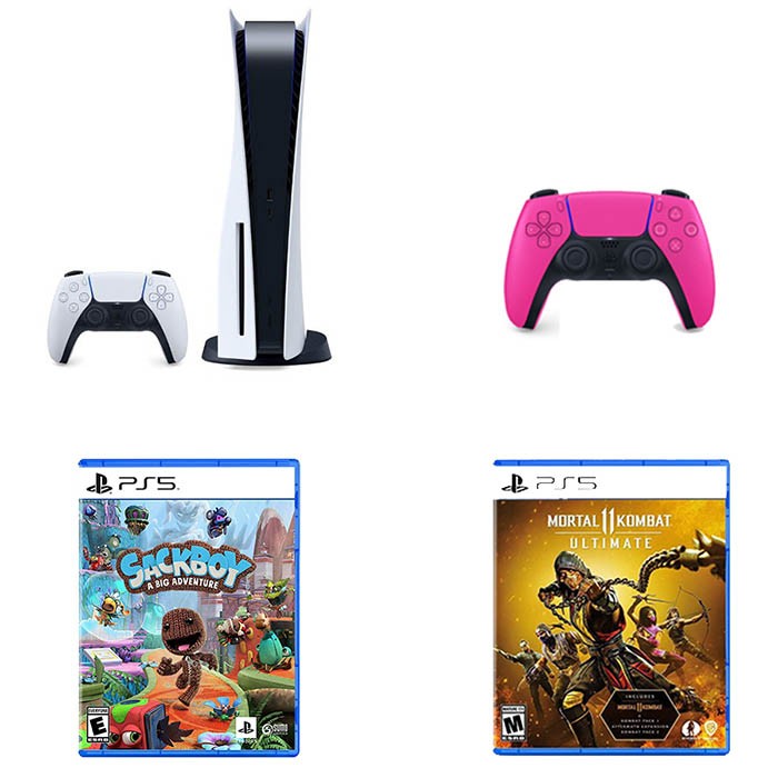PlayStation 5 Console Disc Version with Joystick (Nova Pink) and 2 Games