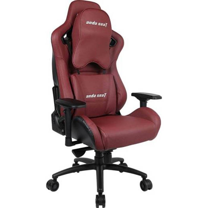 Anda Seat Kaiser Series Premium Gaming Chair Frog seat tray big lumbar pillow headrest pillow 75mm casters black aluminum base, pvc+carbon pvc, Black & Maroon