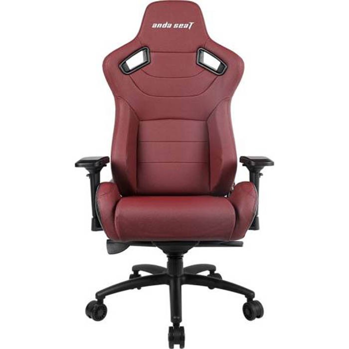 Anda Seat Kaiser Series Premium Gaming Chair Frog seat tray big lumbar pillow headrest pillow 75mm casters black aluminum base, pvc+carbon pvc, Black & Maroon